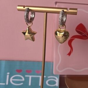 Gold Star and Heart Earrings
